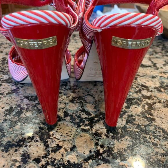 Gianfranco Ferre Red Stripe Strappy Heels - Picture 10 of 11